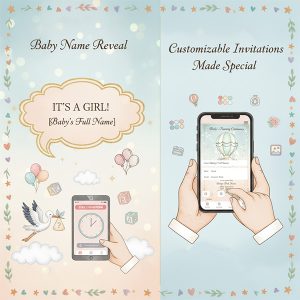 Baby Name Reveal and Customizable Invitations